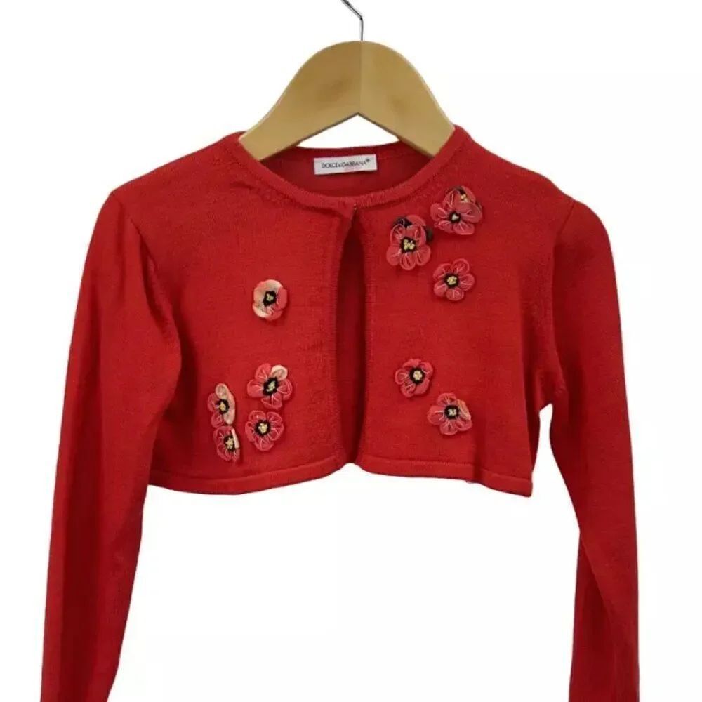 🌺DOLCE & GABBANA🌺 Baby Girls Flower Embellished Cardigan Sweater - [12 months]